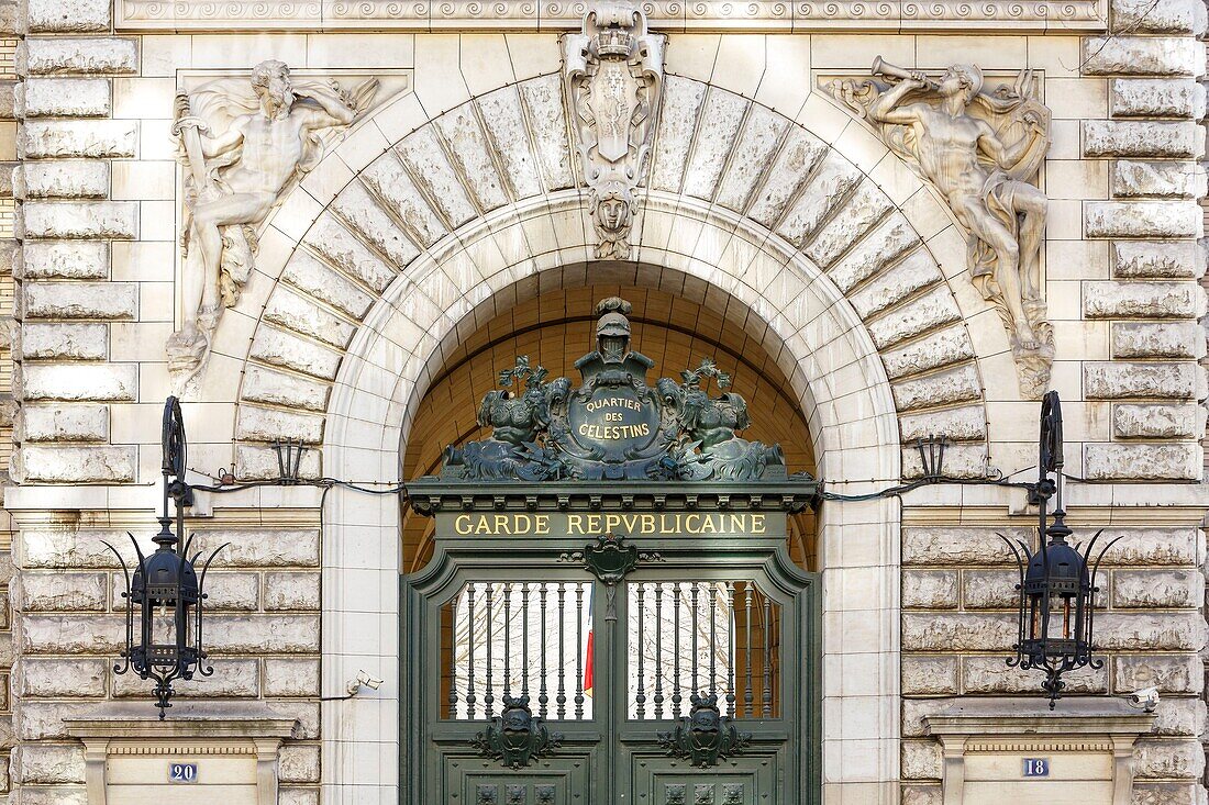 France, paris, the facade of the Gendarmerie Nationale Garde Republicaine in Boulevard Henri IV