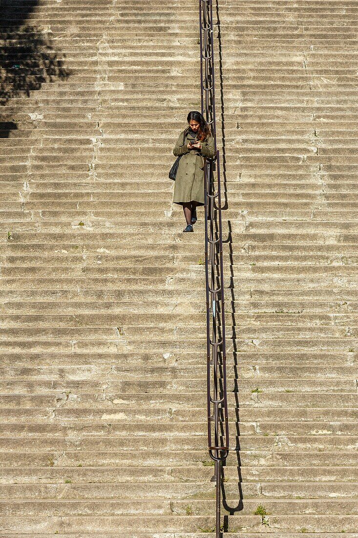 France, Paris, staircase in rue de la Manutention (Manutention street)