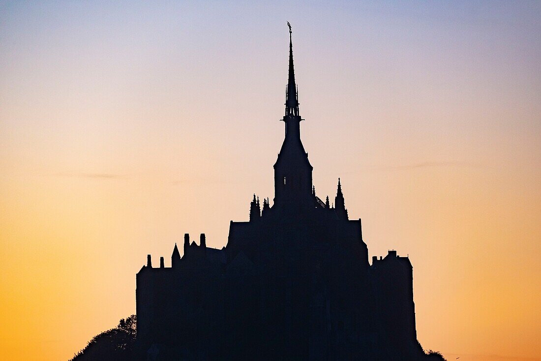 France, Manche, The Mont Saint Michel at sunrise