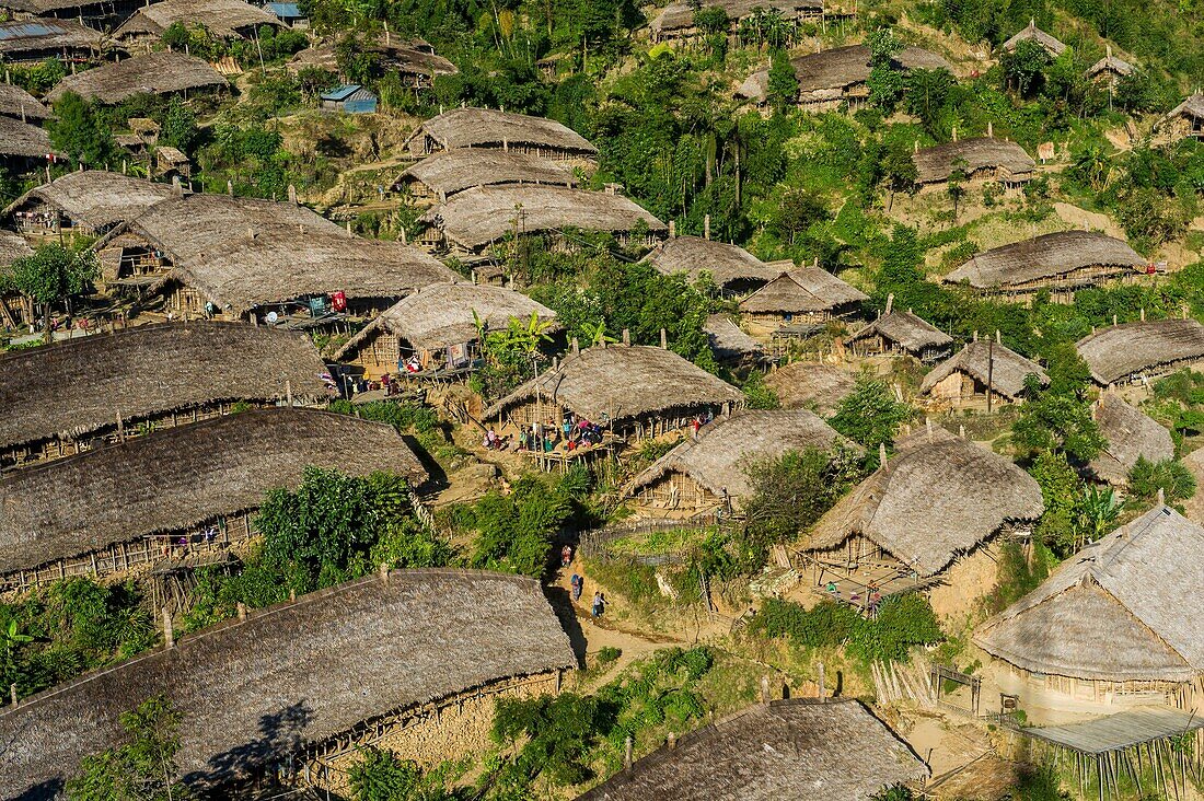 Indien, Arunachal Pradesh, Wakka, Dorf des Wancho-Naga-Stammes