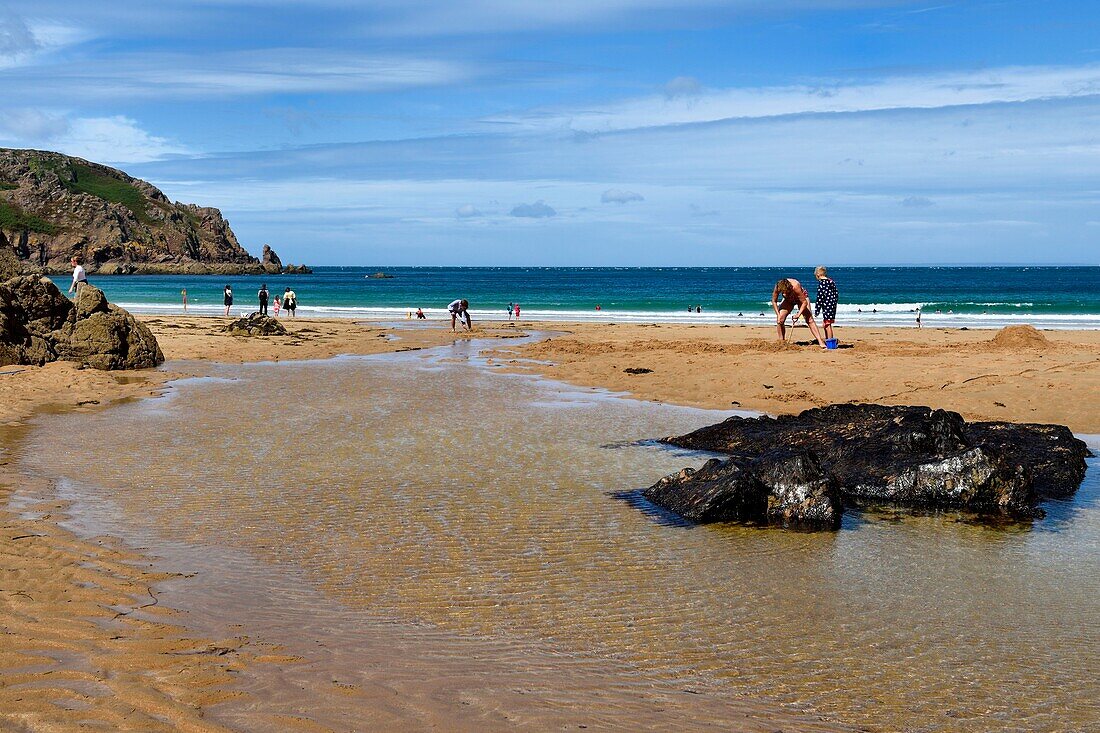 United Kingdom, Channel Islands, Jersey, parish of Saint Ouen, Plemont bay, Greve au Lanchon beach considered as the most beautiful in Jersey