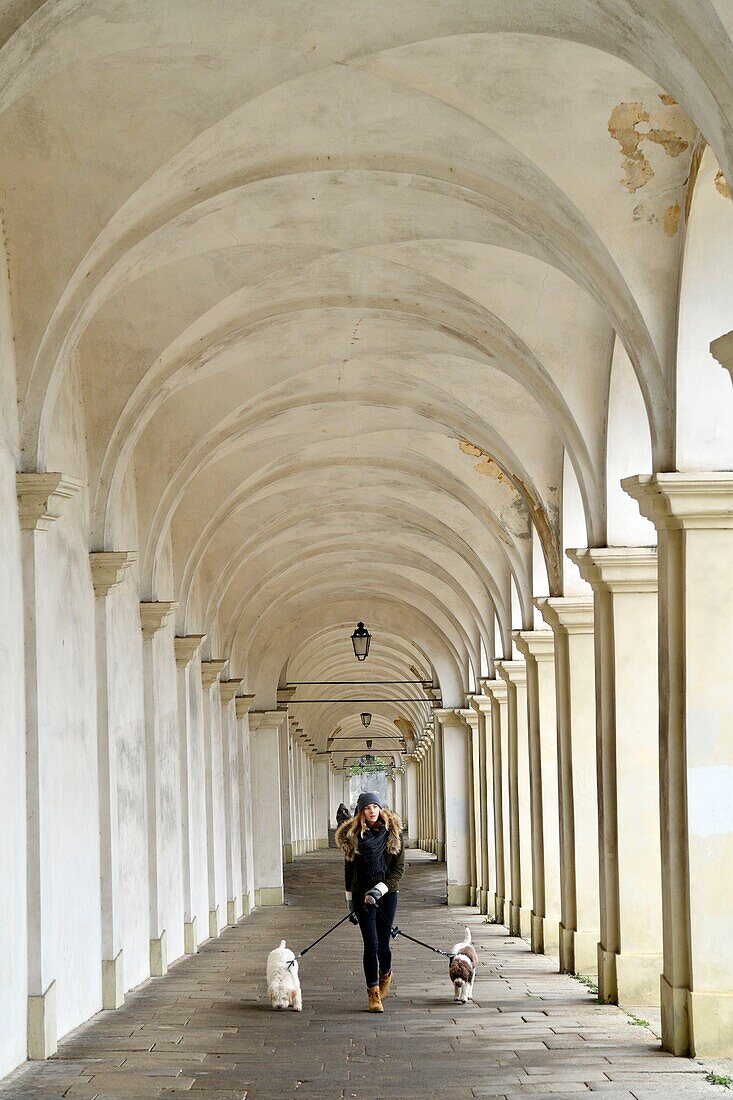 Italien,Venetien,Vicenza,Villa Valmarana Ai Nani,Wallfahrtskirche Monte Berico (Santuario Santa Maria di Monte Berico),die Scalette ist eine Treppe mit 192 Stufen zur Wallfahrtskirche