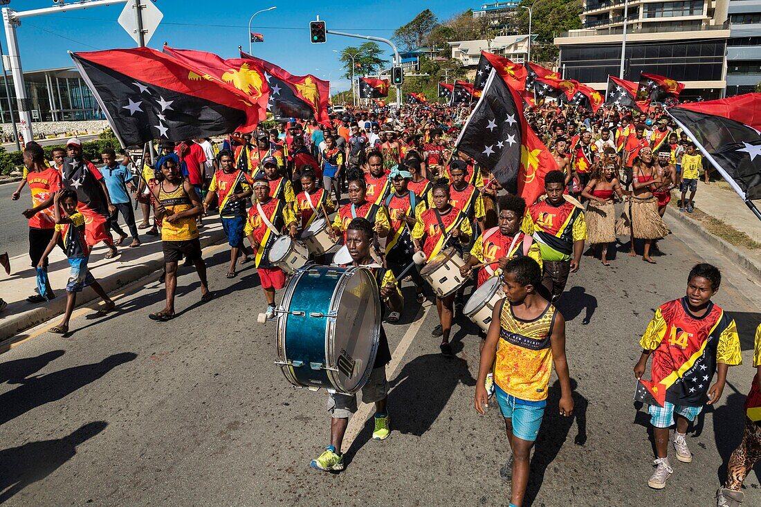 Papua-Neuguinea,Bezirk National Capitale,Port Moresby,Ela Beach District,Unabhängigkeitsfest,das jedes Jahr Mitte September stattfindet,morgendlicher Unabhängigkeitsspaziergang