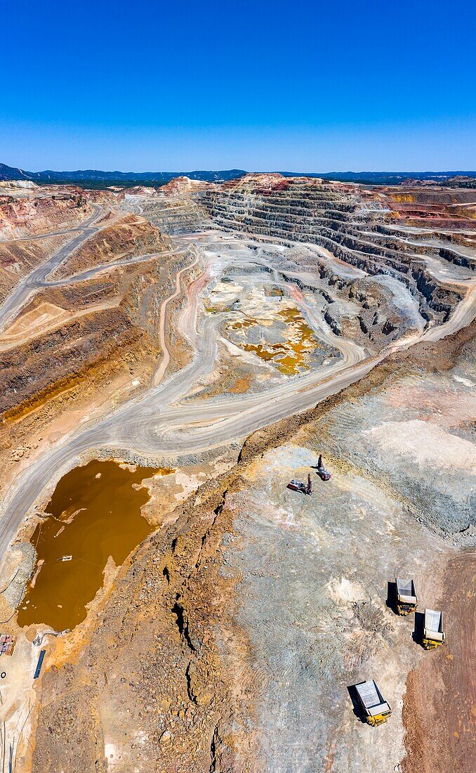 Spain, Andalucia, province of Huelva, the Minas de Rio Tinto, from a drone machine