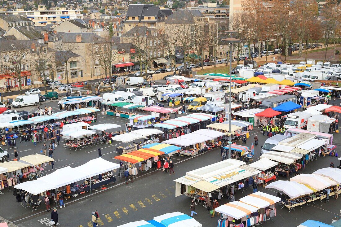 France, Correze, Brive la Gaillarde, market outside the Halle Georges Brassens