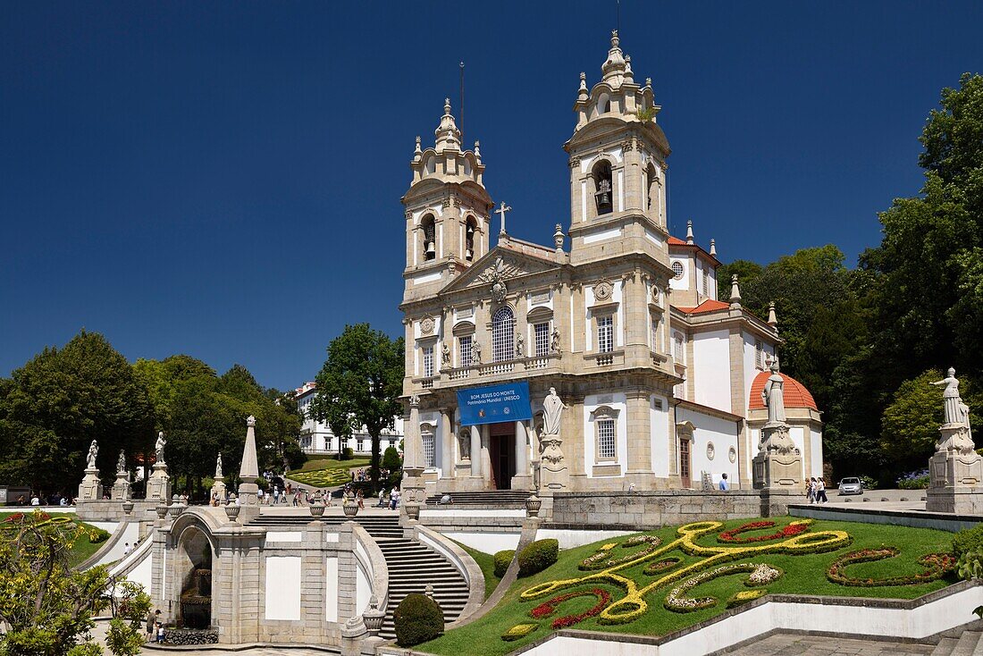 Portugal, Minho Region, Braga, Sanctuary of Bom Jesus do Monte classified UNESCO World Heritage accessible by a master staircase of 600 steps, Via Sacra, consisting of the stairs of the Five Senses and the staircase of the Three Virtues