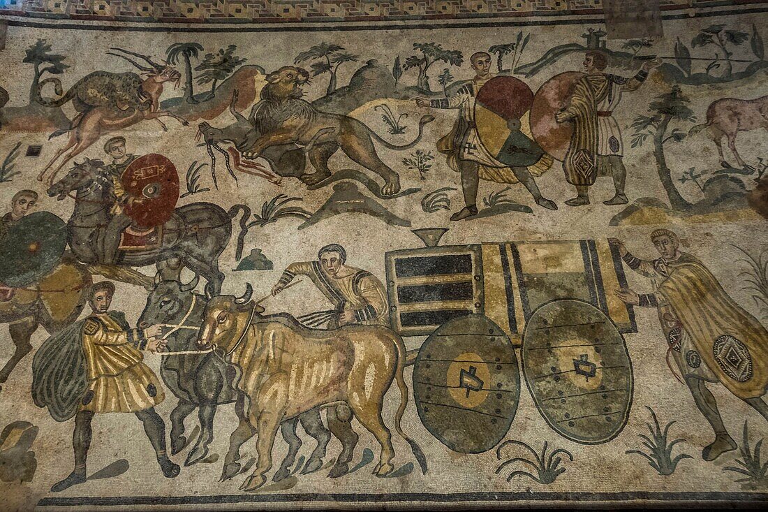 Italy, Sicily, Piazza Armerina, villa romaine du Casale, mosaics of the third century, registered World Heritage by UNESCO