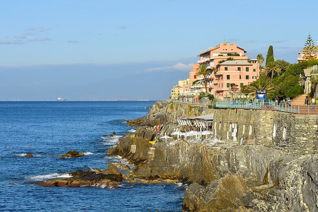 Italien,Ligurien,Genua,Nervi,die Küstenpromenade,die Passeggiata Anita Garibaldi,Bagni Medusa