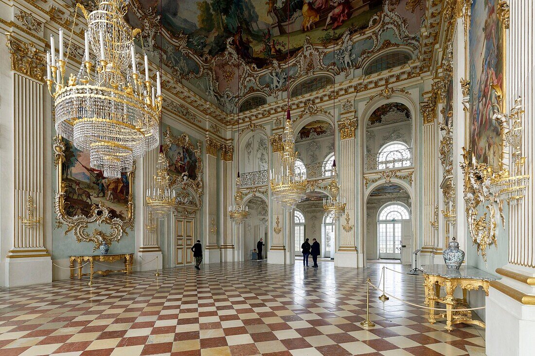 Germany, Bavaria, Munich, Nymphenburg Castle of Baroque Style, the former residence of the princes-electors and kings of Bavaria, the Great Hall