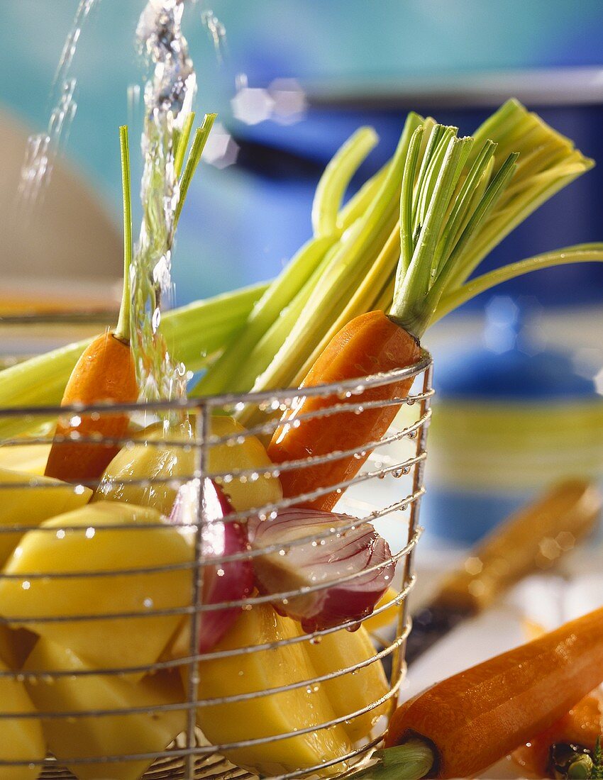 Assorted Vegetables being Washed