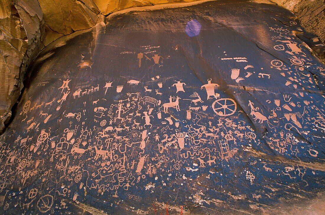 United States, Utah, Canyonlands National Park, Rock carvings in Horseshoe Canyon, left by Indians