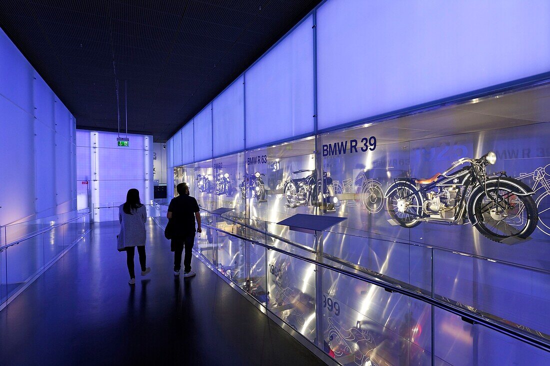 Germany, Bavaria, Munich, BMW Museum, opened in 1973 and renovated in 2008, showing the evolution and the technologies of the car brand native from Munich