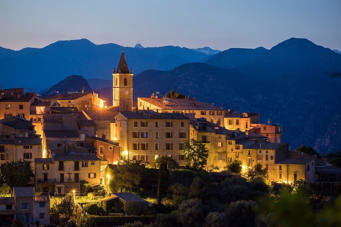 France, Alpes Maritimes, Parc Naturel Regional des Prealpes d'Azur, Le Broc, Mercantour peaks in the background