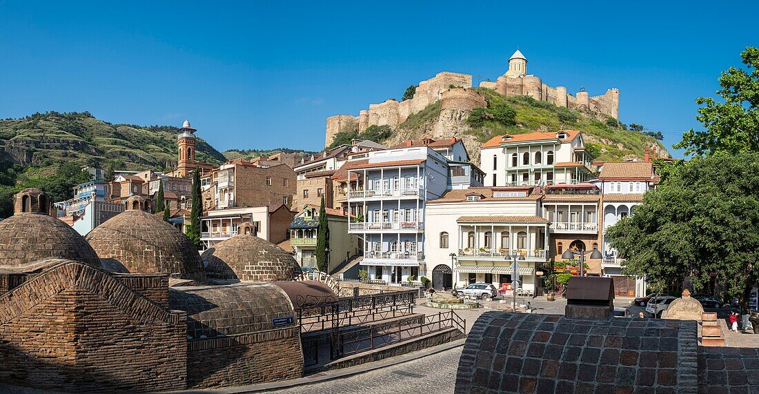 Georgia, Tbilisi, Old Tbilisi or Dzveli Kalaki, Abanotubani district or district of the sulfur baths dominated by Narikala fortress