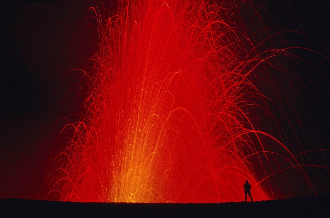 Italy, Aeolian Islands, Stromboli, Eruption of Stromboli Volcano