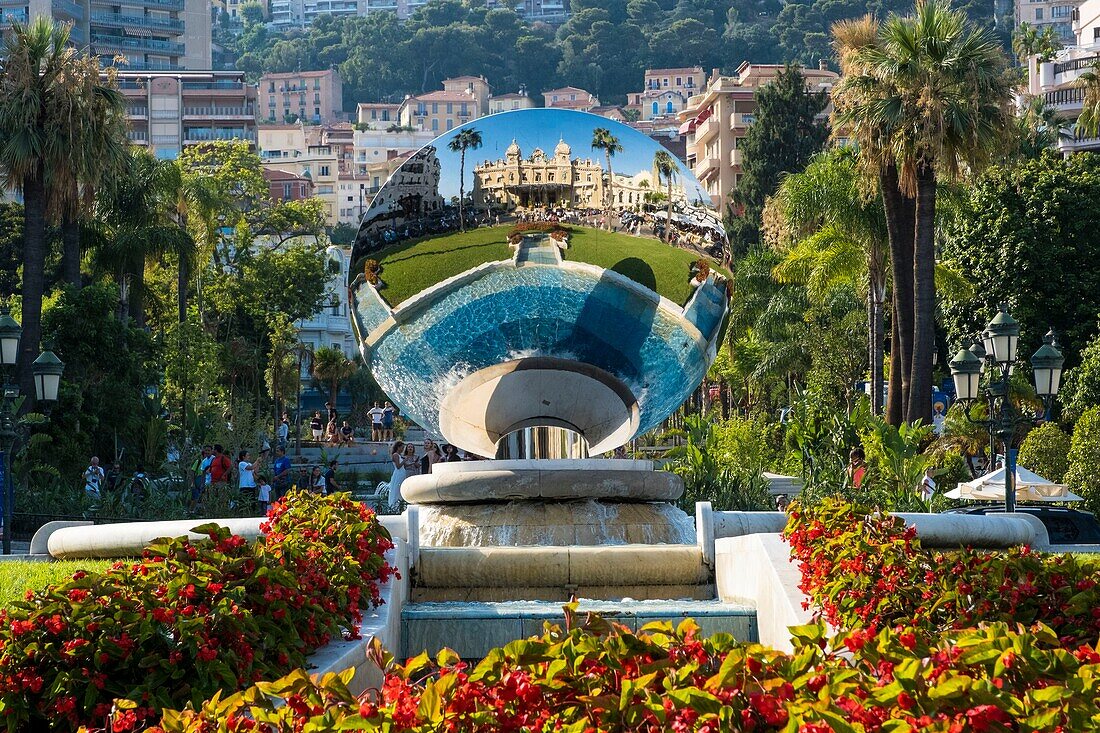 Principality of Monaco, Monaco, Societe des Bains de Mer de Monaco, Casino and the Anish Kapoor Sky Mirror