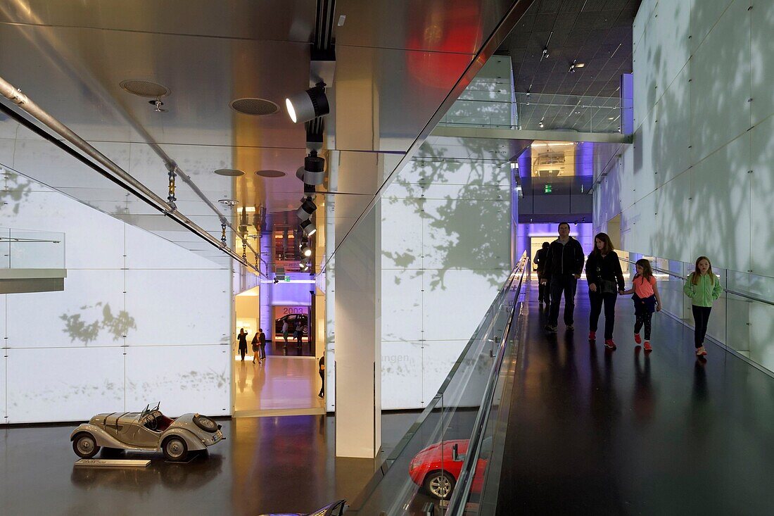 Germany, Bavaria, Munich, BMW Museum, opened in 1973 and renovated in 2008, showing the evolution and the technologies of the car brand native from Munich