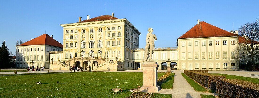 Germany, Bavaria, Munich, Nymphenburg Castle of Baroque Style, the former residence of the princes-electors and kings of Bavaria