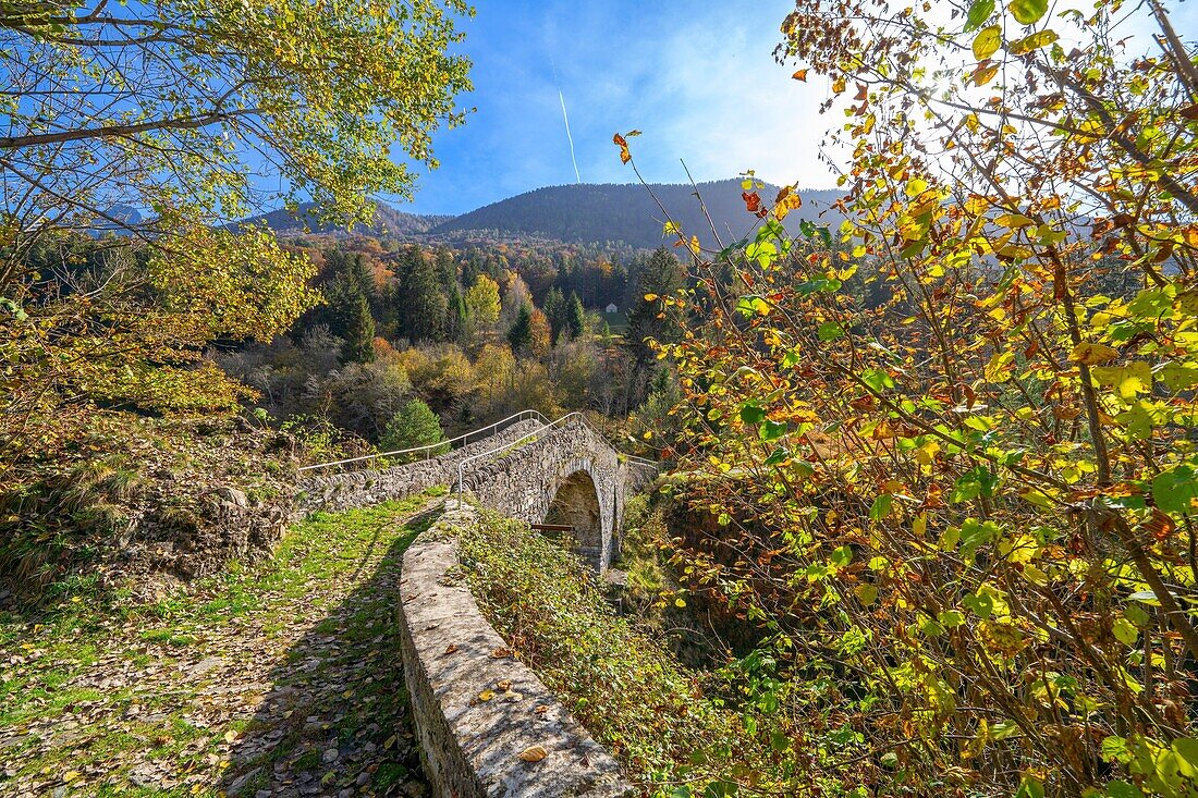 Römische Brücke,Brücke des Maglione,Re,Valle Vigezzo,Val d'Ossola,Verbania,Piemont,Italien,Europa