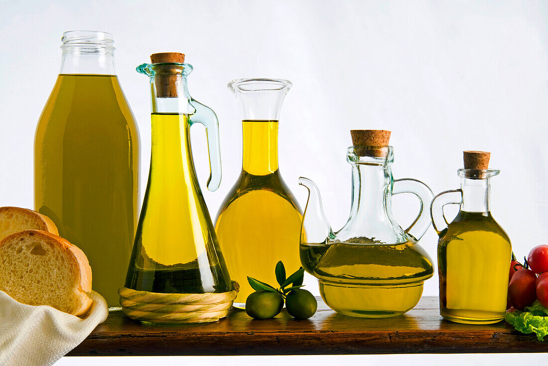 Olive oil, different types of olive oil, Tuscany, Italy, Europe