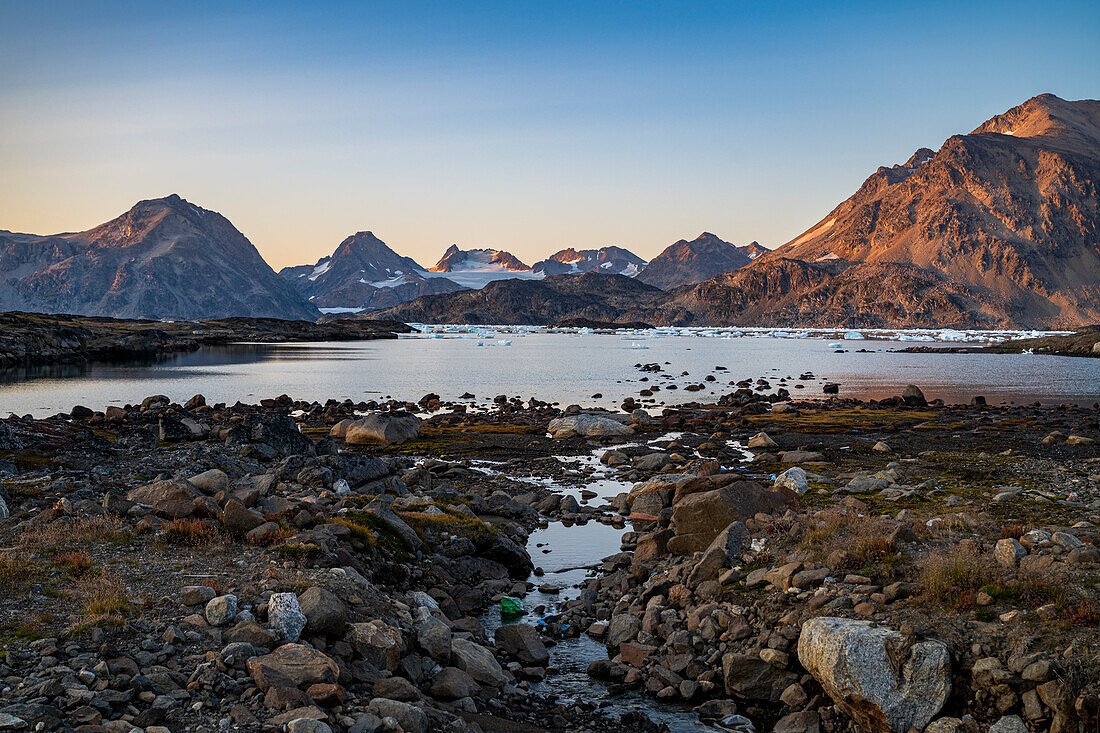 Mountainous fjord, Kulusuk, Greenland, Denmark, Polar Regions