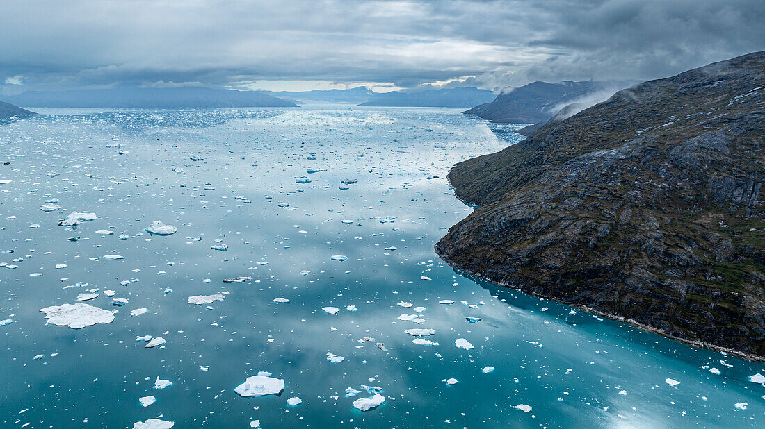 Aerial of the Nuuk Icefjord, Western Greenland, Denmark, Polar Regions