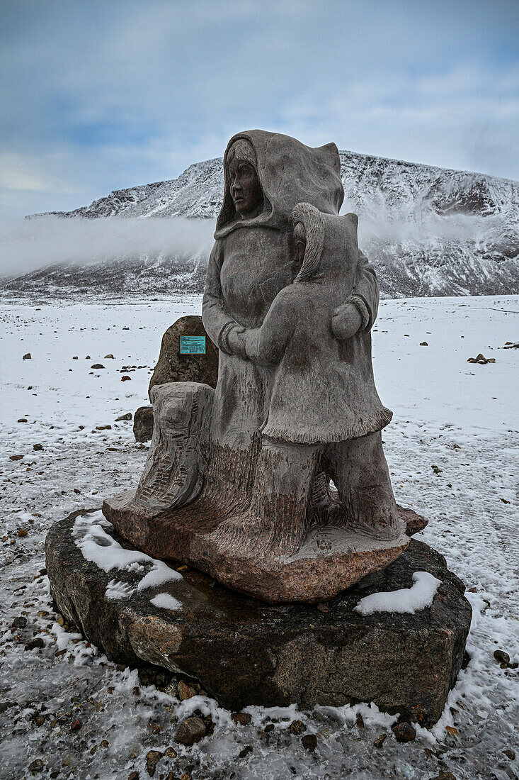 Inuit memorial, Grise Fjord, most northern community in America, Nunavut, Canadian Arctic, Canada, North America