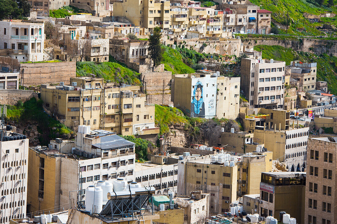 Blick auf die südöstlichen Bezirke von der Spitze des Zitadellenhügels aus,Amman,Jordanien,Naher Osten