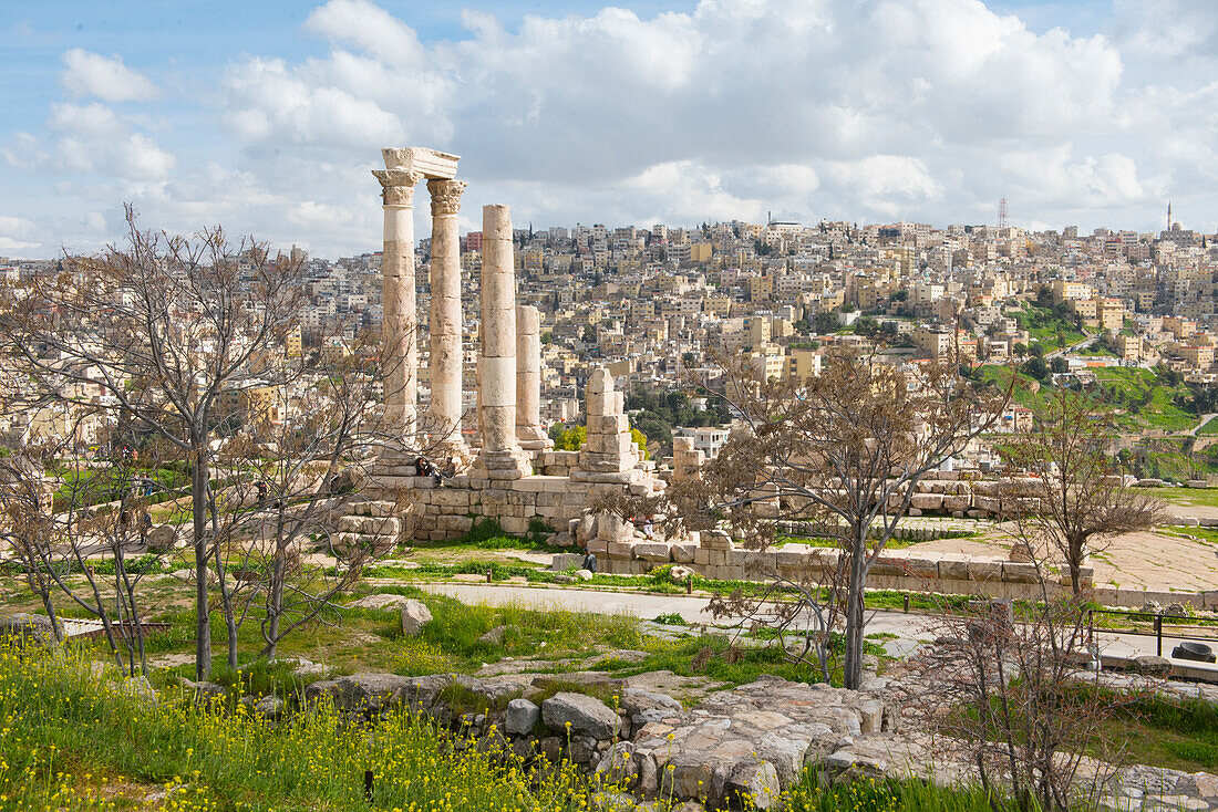 The Temple of Hercules within the Amman Citadel (Jabal al-Qal'a), historic site located on top of a hill in the heart of Amman, Jordan, Middle East