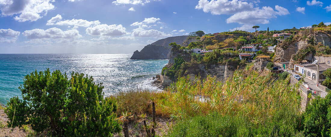 View of coastline from elevated position in Sant'Angelo, Sant'Angelo, Island of Ischia, Campania, Italy, Europe