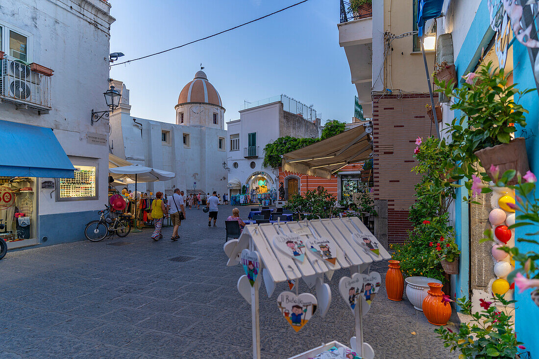 View of Chiesa di San Gaetano church in Piazza Medaglia d'Oro, Forio, Island of Ischia, Campania, Italy, Europe