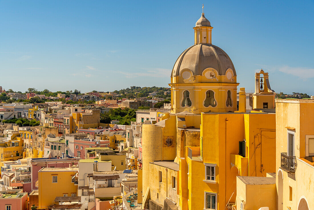 View of Church of Santa Maria delle Grazie, Procida, Phlegraean Islands, Gulf of Naples, Campania, Southern Italy, Italy, Europe