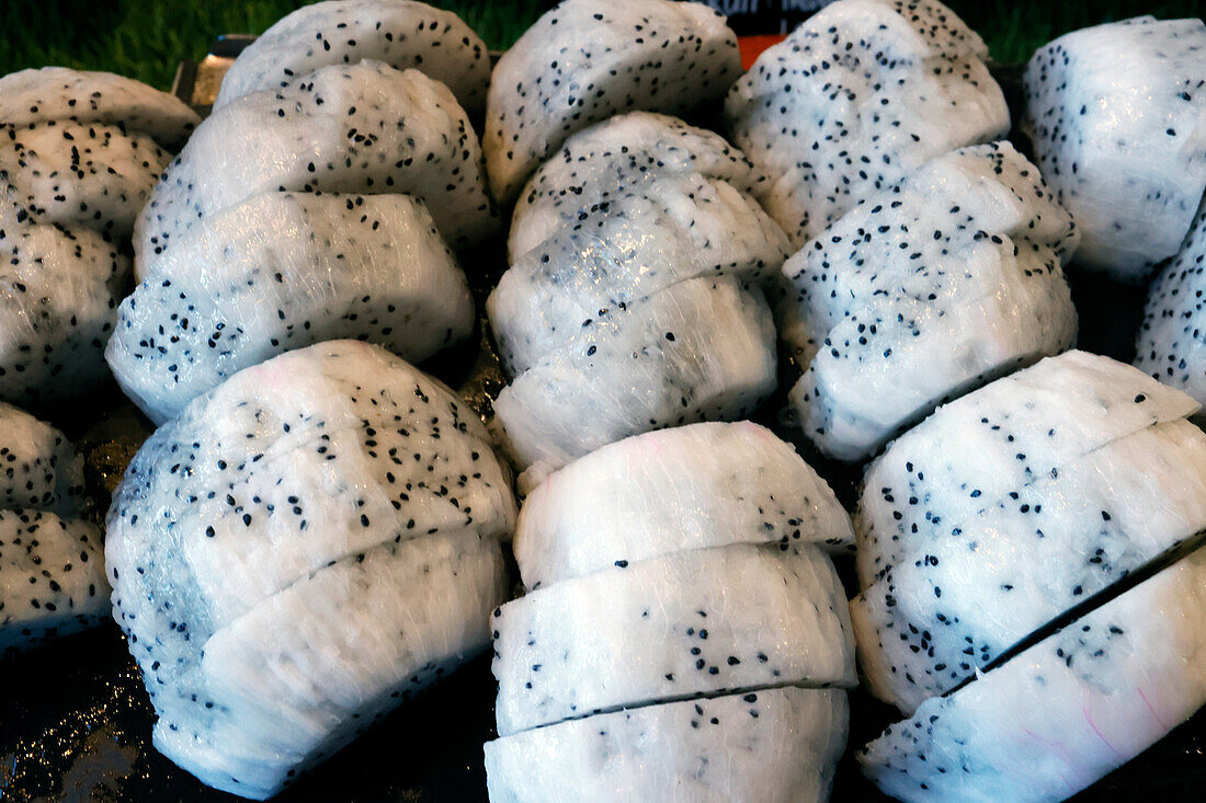 Fresh fruits in a restaurant buffet, Dragon fruit, Ho Chi Minh City, Vietnam, Indochina, Southeast Asia, Asia, Asia