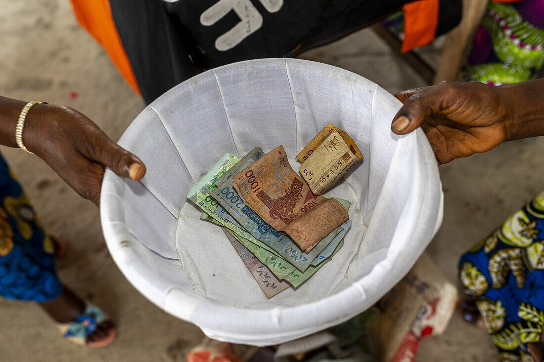 Microfinance and saving group in Our Lady of the Immaculate Conception church, Tohoue, Benin, West Africa, Africa