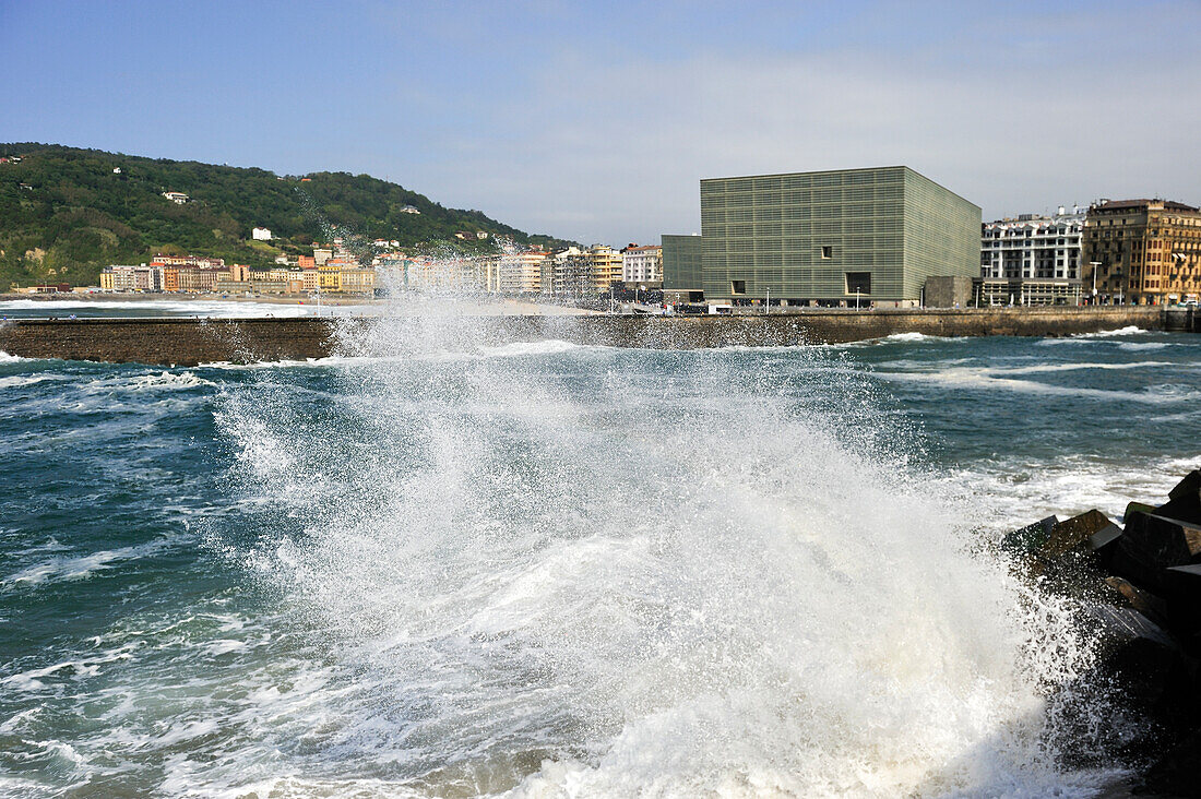 Urumea river estuary and Kursaal Congress Centre and Auditorium by Spanish architect Rafael Moneo, San Sebastian, Bay of Biscay, province of Gipuzkoa, Basque Country, Spain, Europe