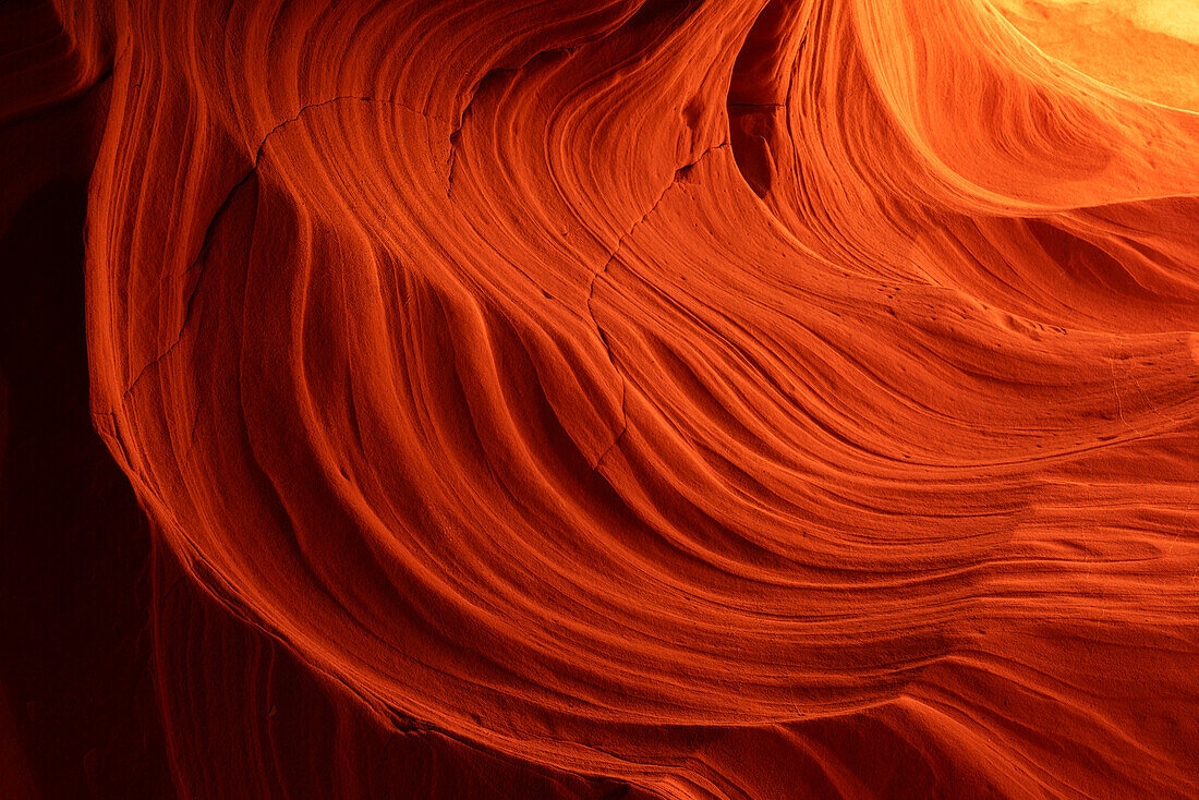 Abstrakte Details einer orangefarbenen Slot-Canyon-Wand,Antelope Canyon X,Page,Arizona,Vereinigte Staaten von Amerika,Nordamerika