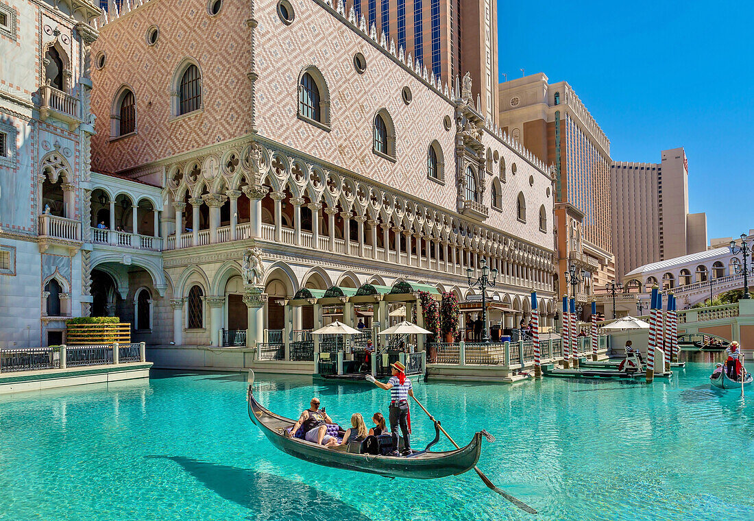 Gondolas at the Venetian Hotel and Casino, opened 1999, Las Vegas, Nevada, United States of America, North America