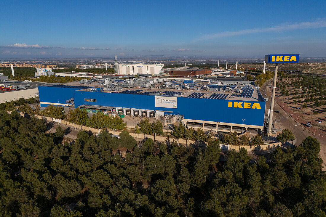 Aerial view of IKEA store in Puerto Venecia shopping center, Zaragoza, Spain