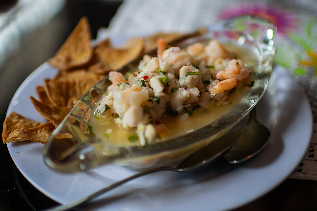 Ceviche dish in restaurant, Costa Rica