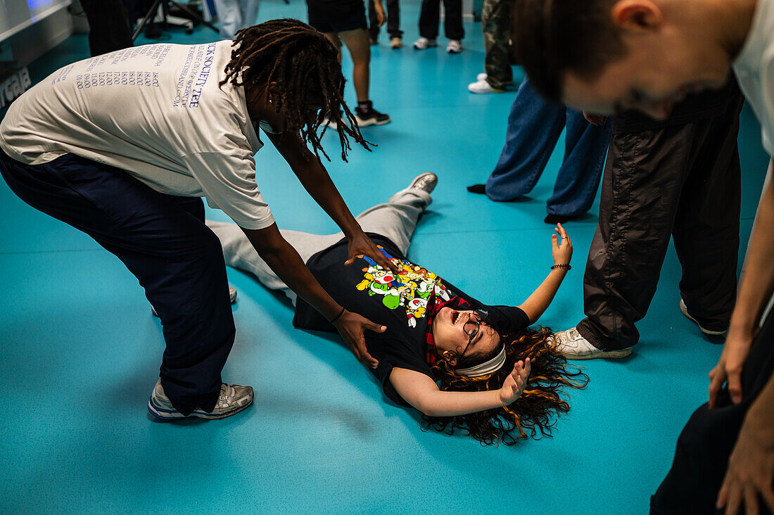 Young dancers meet and share in the context of the MAF Battle event, urban and street dance event in Zaragoza, Spain