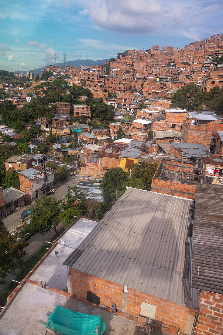 Cityscape of the slums in Medellin, Colombia