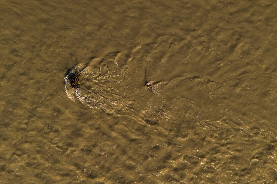 Aerial view of the Ebro River waters