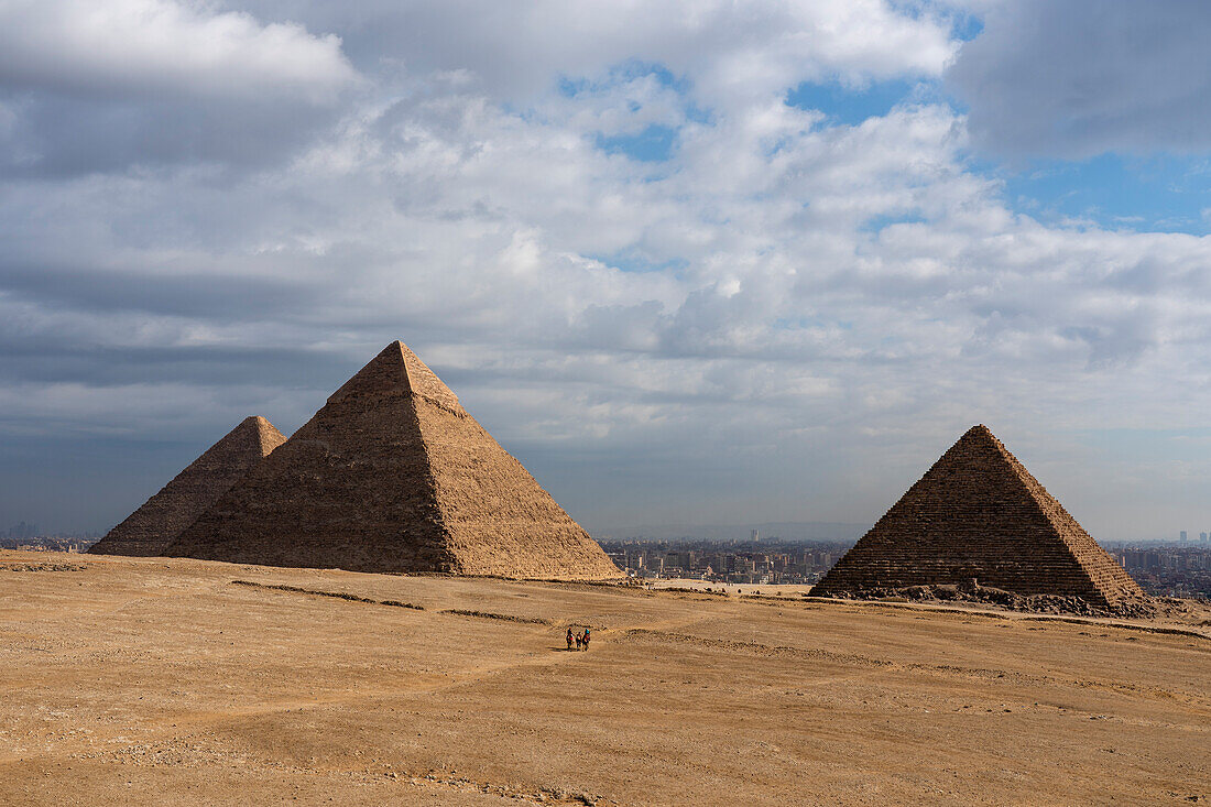 The pyramids of Cheops, Chephren and Mykerinos, Giza, Egypt.