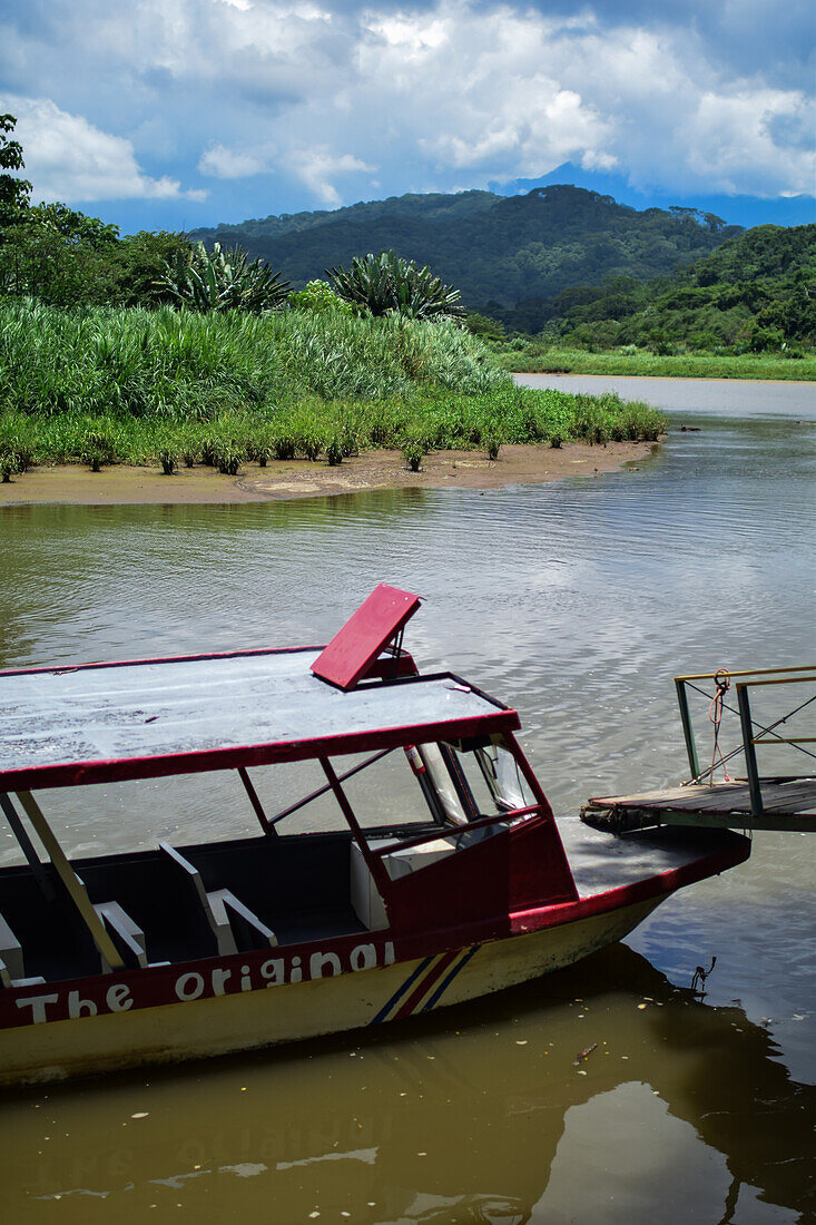 Crocodile and fauna tour boat in Tarcoles River