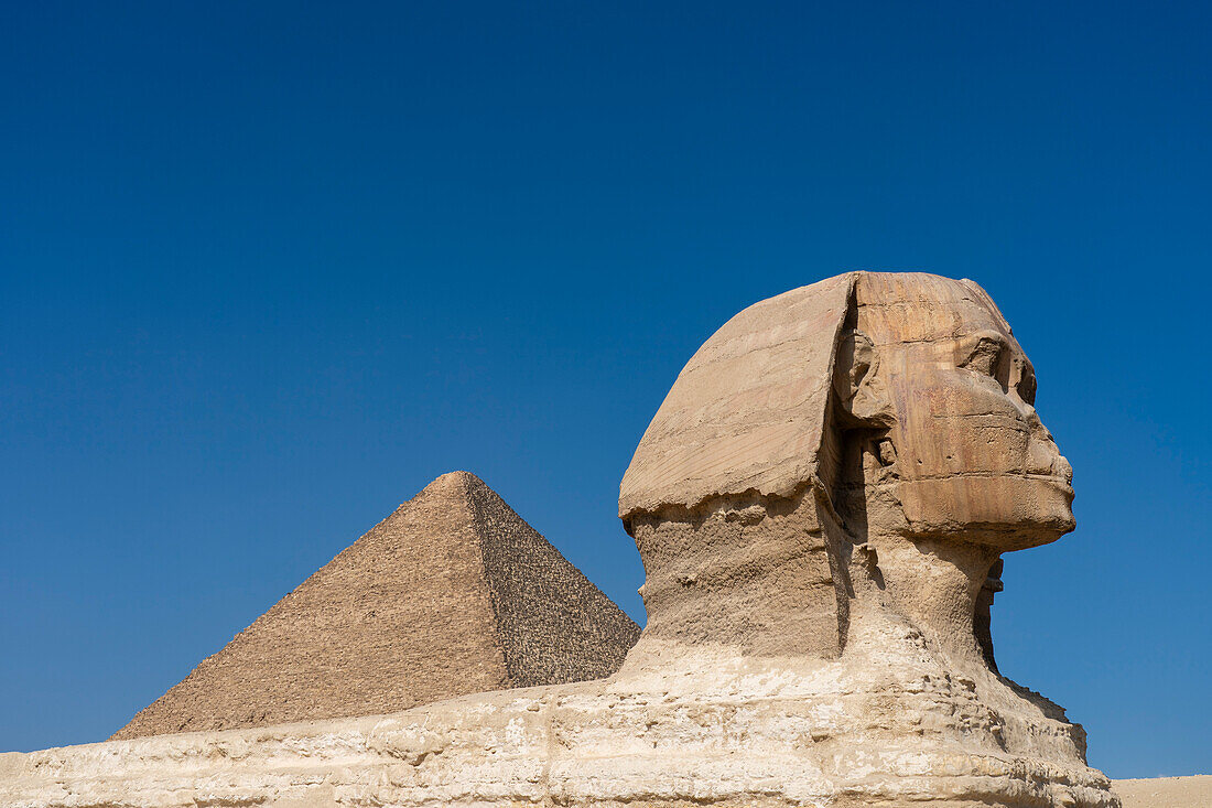 The Great Sphinx at the Great Pyramid complex, Giza, Egypt.