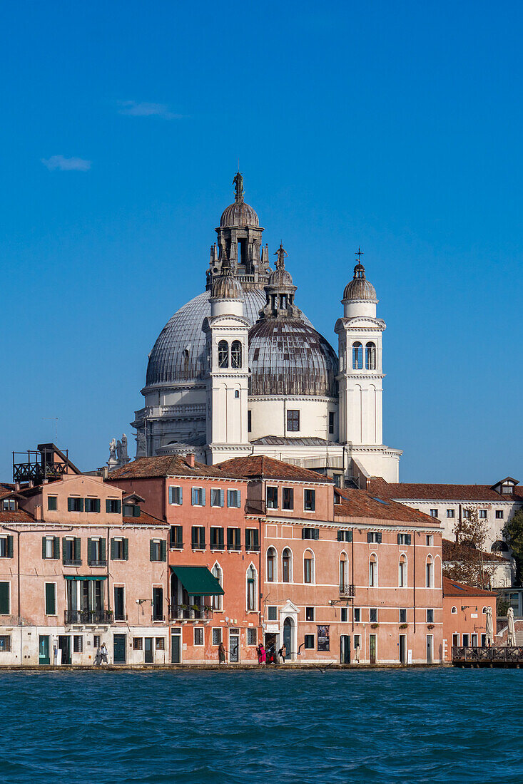 Rear aspect of the Basilica of Santa Maria della Salute from the Giudecca Canal in Venice, Italy.