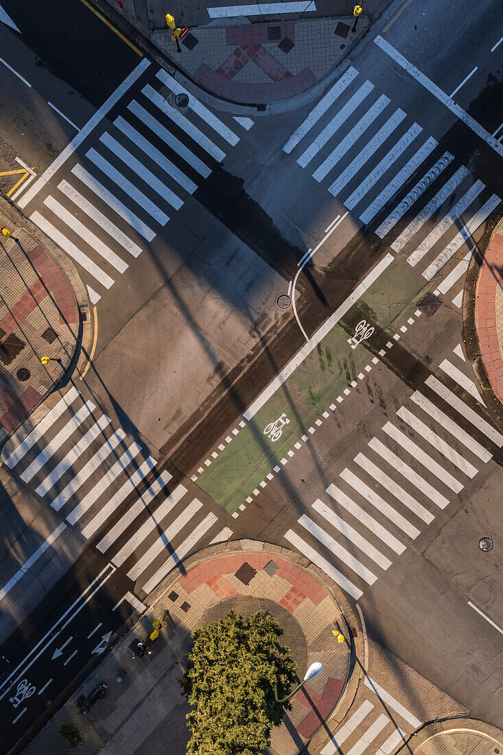 Aerial view of road junction in La Romareda neighborhood, Zaragoza