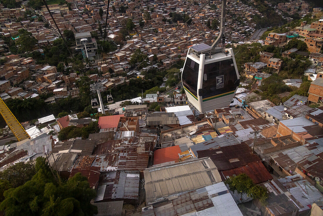 Cityscape of the slums in Medellin, Colombia