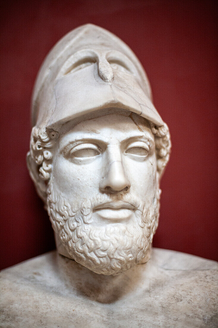 Rome, Italy, July 22 2017, This Roman copy of the herm of Pericles by Kresilas showcases the iconic leader's likeness and features, displayed in the Vatican Museums.