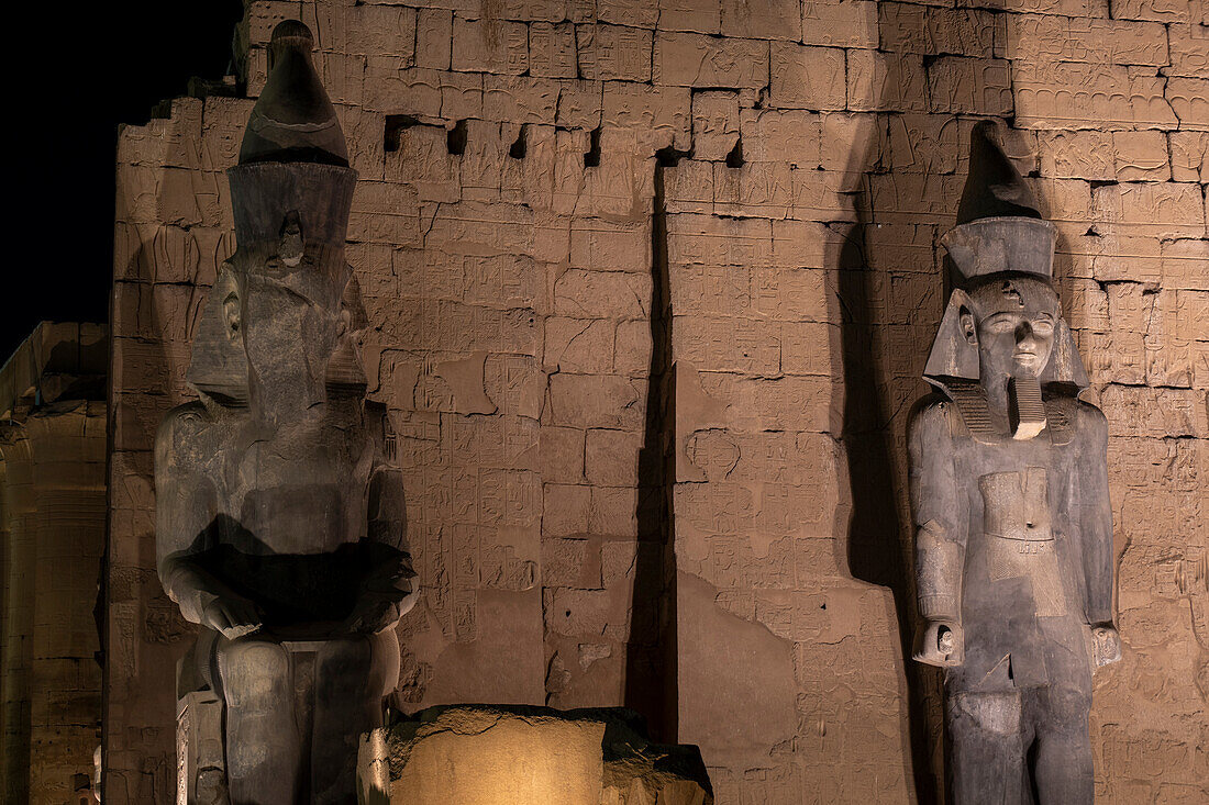 Luxor temple at night, Luxor, Egypt.